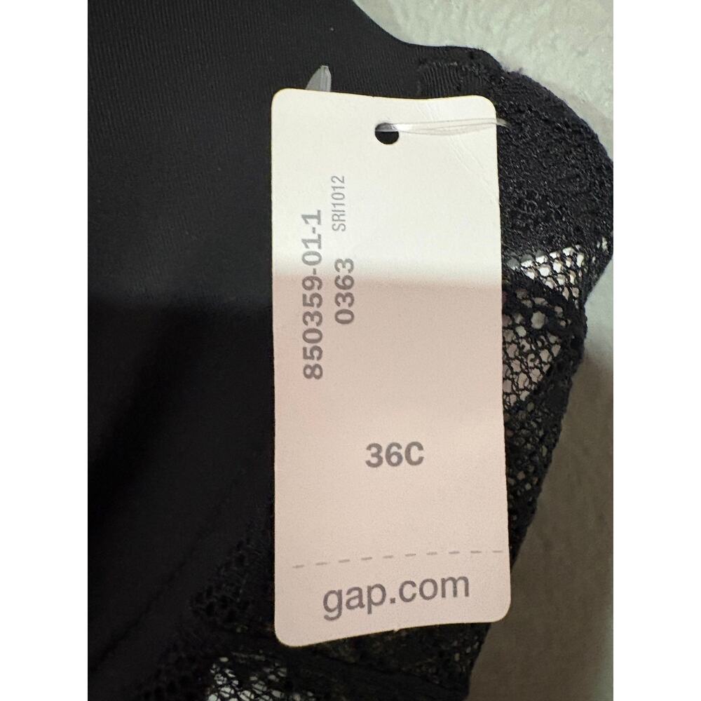 NWT GAP Body Black Lace Racerback T-Shirt Bra Size 36C - Picture 4 of 4